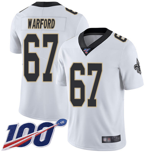 Men New Orleans Saints Limited White Larry Warford Road Jersey NFL Football 67 100th Season Vapor Untouchable Jersey